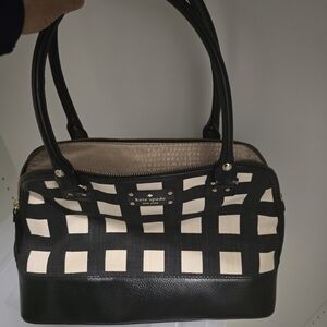 Kate Spade Black and Cream Checkered Women's Bag